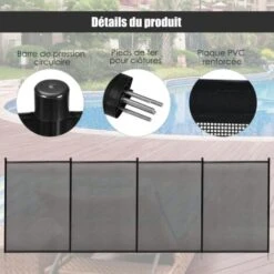 COSTWAY Barrière De Protection Souple Barrière De Sécurité Pour Piscine Barriere Filet En Aluminium 360 X 125 Cm Noire -Trait Piscine Soldes Magasin 11946129 4