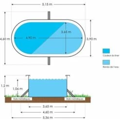 Piscine Hors Sol Acier Ovale 4,90 X 3,65 X 1,20 M Aspect Bois CANYON -Trait Piscine Soldes Magasin 12436085 3