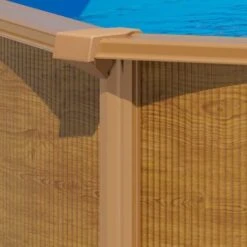 Piscine Hors Sol Acier Ovale 4,90 X 3,65 X 1,20 M Aspect Bois CANYON -Trait Piscine Soldes Magasin 12436085 4