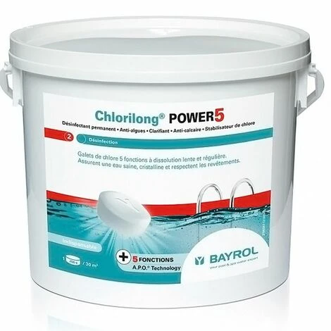 Chlore Lent 5 Fonctions Galet 5kg - Bayrol - Chlorilong Power 5 3 Chlore Lent 5 Fonctions Galet 5kg - Bayrol - Chlorilong Power 5