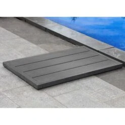 Élément De Sol Pour Douche Solaire Gris Foncé Effet Bois Caillebotis Antidérapant Piscine Jardin -Trait Piscine Soldes Magasin 13315416 4