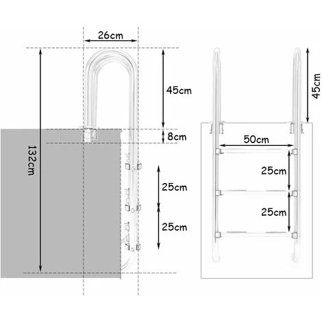COSTWAY Échelle De Piscine à 3 Marches 1,32m Échelle De Sécurité Pour Piscine En 304 Acier Inoxydable Échelle De Marche 7 COSTWAY Échelle De Piscine à 3 Marches 1,32m Échelle De Sécurité Pour Piscine En 304 Acier Inoxydable Échelle De Marche – Image 5