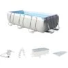 Kit Grande Piscine Tubulaire - Topaze Grise - Piscine Rectangulaire 4x2m Avec Pompe De Filtration. Bâche De Protection. Tapis De Sol Et échelle. Piscine Hors Sol Armature Acier -Trait Piscine Soldes Magasin 1507665 1