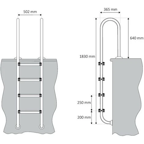 Zelsius Echelle De Piscine à 4 Marches En Acier Inoxydable V2A 50,2 X 36,5 X 183 Cm - Argent Avec Protection Antidérapante Escalier De Piscine 4 Zelsius Echelle De Piscine à 4 Marches En Acier Inoxydable V2A 50,2 X 36,5 X 183 Cm - Argent Avec Protection Antidérapante Escalier De Piscine – Image 2