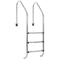 Zelsius Echelle De Piscine à 3 Marches A 50 X 62 X 157 Cm - Argent Avec Protection Antidérapante