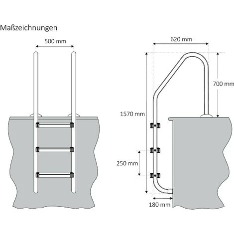 Zelsius Echelle De Piscine à 3 Marches A 50 X 62 X 157 Cm - Argent Avec Protection Antidérapante 4 Zelsius Echelle De Piscine à 3 Marches A 50 X 62 X 157 Cm - Argent Avec Protection Antidérapante – Image 2