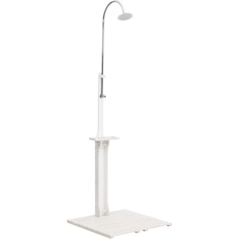 Douche De Jardin Blanc Bois VidaXL 2 Douche De Jardin Blanc Bois VidaXL