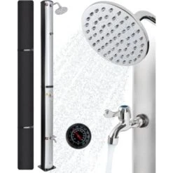 AREBOS Douche Solaire 40L 220cm Incl.Capot De Protection Avec Thermomètre Intégré Pommeau De Douche Rond