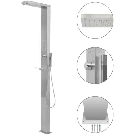 Douche D'extérieur Acier Inoxydable Carré VidaXL 3 Douche D'extérieur Acier Inoxydable Carré VidaXL