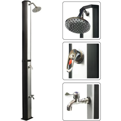 VIESTA VSD35FS Douche Solaire - Noir Et Argent - Avec Réservoir D'eau Résistant Aux UV De 35 Litres - Avec Lave-pieds Et Pomme De Douche De Pluie Réglable 3 VIESTA VSD35FS Douche Solaire - Noir Et Argent - Avec Réservoir D'eau Résistant Aux UV De 35 Litres - Avec Lave-pieds Et Pomme De Douche De Pluie Réglable