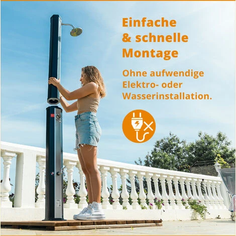 VIESTA VSD35FS Douche Solaire - Noir Et Argent - Avec Réservoir D'eau Résistant Aux UV De 35 Litres - Avec Lave-pieds Et Pomme De Douche De Pluie Réglable 7 VIESTA VSD35FS Douche Solaire - Noir Et Argent - Avec Réservoir D'eau Résistant Aux UV De 35 Litres - Avec Lave-pieds Et Pomme De Douche De Pluie Réglable – Image 5