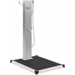 Douche D'extérieur Avec Receveur De Douche WPC Acier Inoxydable VidaXL