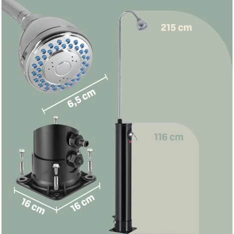 Douche Solaire De Jardin 215 Cm Max. 60° énergie Solaire Piscine Camping Spa 7 Douche Solaire De Jardin 215 Cm Max. 60° énergie Solaire Piscine Camping Spa – Image 5