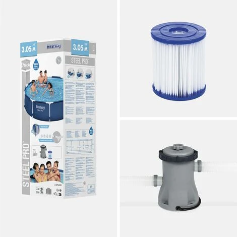 Piscine Tubulaire BESTWAY - Connemara Ø3.05m Bleue Foncée - Piscine Ronde Ø3.05m Avec Pompe De Filtration. Piscine Hors Sol. Armature Acier 7 Piscine Tubulaire BESTWAY - Connemara Ø3.05m Bleue Foncée - Piscine Ronde Ø3.05m Avec Pompe De Filtration. Piscine Hors Sol. Armature Acier – Image 5