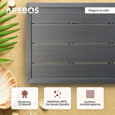 AREBOS Élément De Sol Pour Douche Solaire Ou Piscine Douche De Jardin Douche De Piscine Plaque De Sol 101 X 63 X 5,5 Cm 4 AREBOS Élément De Sol Pour Douche Solaire Ou Piscine Douche De Jardin Douche De Piscine Plaque De Sol 101 X 63 X 5,5 Cm – Image 2