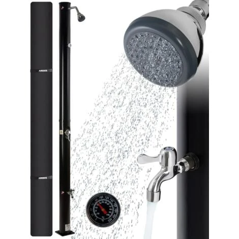 AREBOS Douche Solaire 20 Litres 221cm Avec Thermomètre Intégré Pommeau De Douche Rond Avec Douche De Pied Douche De Jardin Avec Raccord Pour Tuyau D'arrosage Technologie Snap-in Noir 3 AREBOS Douche Solaire 20 Litres 221cm Avec Thermomètre Intégré Pommeau De Douche Rond Avec Douche De Pied Douche De Jardin Avec Raccord Pour Tuyau D'arrosage Technologie Snap-in Noir