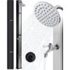 AREBOS Douche Solaire 35 Litres 216cm INCL. Capot De Protection Avec Thermomètre Intégré Pommeau De Douche Rond Avec Douche De Pied Douche De Jardin Avec Raccord Pour Tuyau D'arrosage