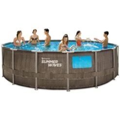 Piscine Tubulaire Ronde à Hublot Ø4,57x1,22m Summer Waves -Trait Piscine Soldes Magasin 30867277 2