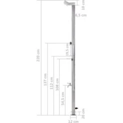 Douche De Jardin 220 Cm Acier Inoxydable VidaXL -Trait Piscine Soldes Magasin 31659195 3
