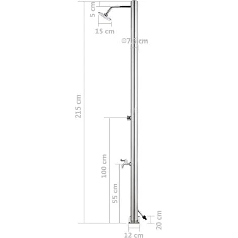 Douche De Jardin 215 Cm Acier Inoxydable VidaXL 5 Douche De Jardin 215 Cm Acier Inoxydable VidaXL – Image 3