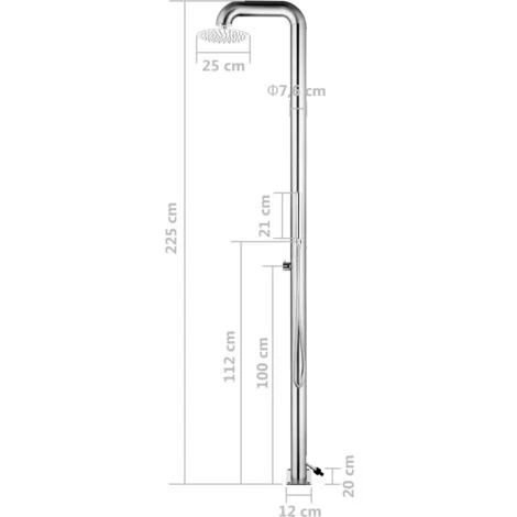 Douche De Jardin 225 Cm Acier Inoxydable VidaXL 5 Douche De Jardin 225 Cm Acier Inoxydable VidaXL – Image 3