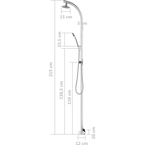 Douche De Jardin 215 Cm Aluminium VidaXL 5 Douche De Jardin 215 Cm Aluminium VidaXL – Image 3