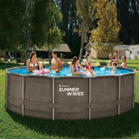 Piscine Tubulaire Ronde Aspect Tréssé Ø4,88x1,22m Summer Waves 4 Piscine Tubulaire Ronde Aspect Tréssé Ø4,88x1,22m Summer Waves – Image 2