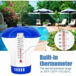 Kueatily Diffuseur Flottant Piscine, Diffuseur De Chlore Flottant Avec Thermomètre De Débit Ajustables & Bouchon De Verrouillage Pour Tous Les & Piscines, Spas, Aquariums & Les étangs Du Poisson（2 PA -Trait Piscine Soldes Magasin 32991960 3