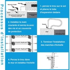 COSTWAY Échelle De Piscine à 3 Marches Protection Antidérapante Rampe De Bassin Natation Escalier Parc Aquatique Capacité De Charge -Trait Piscine Soldes Magasin 33331383 4