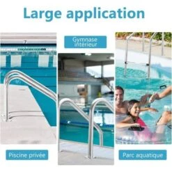 COSTWAY Échelle De Piscine à 3 Niveaux 147cm En Acier Inoxydable Avec Marches Antidérapantes Et Mains Courantes Confortables -Trait Piscine Soldes Magasin 34634899 4