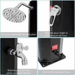 GOPLUS Douche Solaire Exterieur 35 L, Douche De Jardin A Energie Solaire, Temperature De L’Eau Agreable Avec Reservoir D'eau, -Trait Piscine Soldes Magasin 34761121 4
