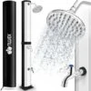 Tillvex Douche Solaire 35 Litres (Noir-Argent)) - Housse De Protection Incluse, Douche De Jardin Solaire - Douche De Jardin Chaude - Sans Raccordement électrique - Avec Robinet Et Pommeau De Douche De