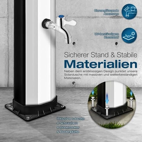 Tillvex Douche Solaire 35 Litres (Noir-Argent)) - Housse De Protection Incluse, Douche De Jardin Solaire - Douche De Jardin Chaude - Sans Raccordement électrique - Avec Robinet Et Pommeau De Douche De 6 Tillvex Douche Solaire 35 Litres (Noir-Argent)) - Housse De Protection Incluse, Douche De Jardin Solaire - Douche De Jardin Chaude - Sans Raccordement électrique - Avec Robinet Et Pommeau De Douche De – Image 4