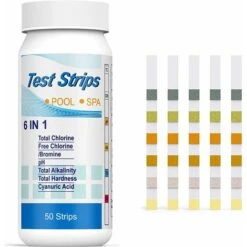 Kueatily 6 En 1 Pour Piscine,Lot De 50 Kit D'analyse De L'eau,Bandelettes De Test Pour Piscine,pour Test De Qualité D'eau Sur Chlore, Brome, Nitrite, Nitrate, Dureté, Alcalinité Totale, PH