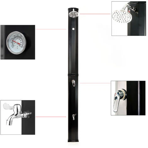 Douche Solaire 35L Avec Pomme Jet Pluie Douche De Jardin Noire Avec Plaque De Base Douche De Piscine 6 Douche Solaire 35L Avec Pomme Jet Pluie Douche De Jardin Noire Avec Plaque De Base Douche De Piscine – Image 4