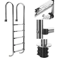 Bc-elec - PL004 Echelle De Piscine à 4 échelons En Acier Inoxydable 304SS, 183cm, Escalier Piscine à 4 Marches