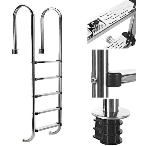 Bc-elec - PL004 Echelle De Piscine à 4 échelons En Acier Inoxydable 304SS, 183cm, Escalier Piscine à 4 Marches 3 Bc-elec - PL004 Echelle De Piscine à 4 échelons En Acier Inoxydable 304SS, 183cm, Escalier Piscine à 4 Marches
