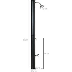 OUTSUNNY Douche Solaire D'extérieur Réservoir 35L Pression Max. 3,5 Bar - Mitigeur, Grand Pommeau Orientable, Robinet à Pieds - PVC ABS Noir 9 OUTSUNNY Douche Solaire D'extérieur Réservoir 35L Pression Max. 3,5 Bar - Mitigeur, Grand Pommeau Orientable, Robinet à Pieds - PVC ABS Noir -Trait Piscine Soldes Magasin 51245471 3