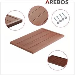 AREBOS Elément De Sol Pour Douche Solaire Ou Piscine I Douche De Jardin 101 X 63 X 5,5 Cm Aspect Bois -Trait Piscine Soldes Magasin 51760868 3