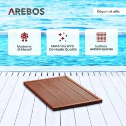 AREBOS Elément De Sol Pour Douche Solaire Ou Piscine I Douche De Jardin 101 X 63 X 5,5 Cm Aspect Bois -Trait Piscine Soldes Magasin 51760868 4