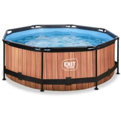 EXIT TOYS Piscine EXIT Wood ø244x76cm Avec Pompe Filtrante - Marron