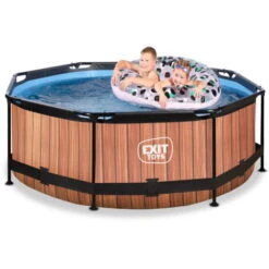 EXIT TOYS Piscine EXIT Wood ø244x76cm Avec Pompe Filtrante - Marron -Trait Piscine Soldes Magasin 52937110 4