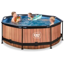 EXIT TOYS Piscine EXIT Wood ø244x76cm Avec Pompe Filtrante - Marron -Trait Piscine Soldes Magasin 52937110 5