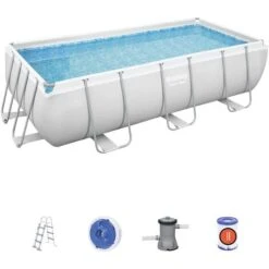 Piscine Hors-sol Tubulaire BESTWAY Power Steel 404x201x100 Cm Épurateur à Cartouche De 2 006 L/H Échelle