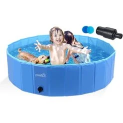 Pecute Piscine Pour Chien L 120x30cm, Baignoire Chien Pliable Plus Robuste, Piscine Enfant Pour Jardin, Patio Ou Salle De Bain, Piscine Animaux Résistant à L'usure(Bleu)