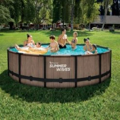 Trait Piscine Soldes Magasin 25 Piscine Tubulaire Teck ø4,27 X1,07m SUMMER WAVES