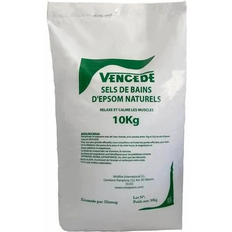 VENCEDE- Sac De Sel D'Epsom 10 Kg -10KG - Source Concentrée De Magnésium - Sel 100% Naturel - Bain Et Soins Personnels 3 VENCEDE- Sac De Sel D'Epsom 10 Kg -10KG - Source Concentrée De Magnésium - Sel 100% Naturel - Bain Et Soins Personnels
