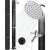 AREBOS Douche Solaire 40 L 220 Cm Avec Thermomètre Intégré Incl.Capot De Protection Noir Pommeau De Douche Rond -Trait Piscine Soldes Magasin 54226140 1