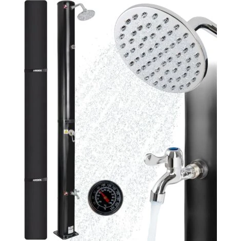 AREBOS Douche Solaire 40 L 220 Cm Avec Thermomètre Intégré Incl.Capot De Protection Noir Pommeau De Douche Rond 3 AREBOS Douche Solaire 40 L 220 Cm Avec Thermomètre Intégré Incl.Capot De Protection Noir Pommeau De Douche Rond