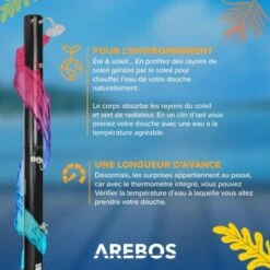 AREBOS Douche Solaire 40 L 220 Cm Avec Thermomètre Intégré Incl.Capot De Protection Noir Pommeau De Douche Rond 11 AREBOS Douche Solaire 40 L 220 Cm Avec Thermomètre Intégré Incl.Capot De Protection Noir Pommeau De Douche Rond -Trait Piscine Soldes Magasin 54226140 5